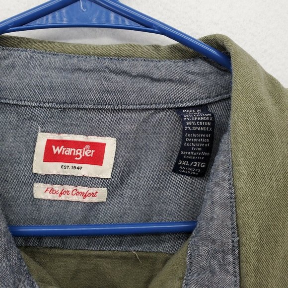 Wrangler Shirt Men's Casual Button Up Long Sleeve Collared Denim Green 3XL - Picture 6 of 12